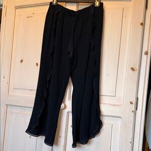 Chic Black Wide Leg Women's Pants